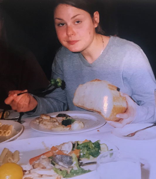 younger dani spies eating a meal